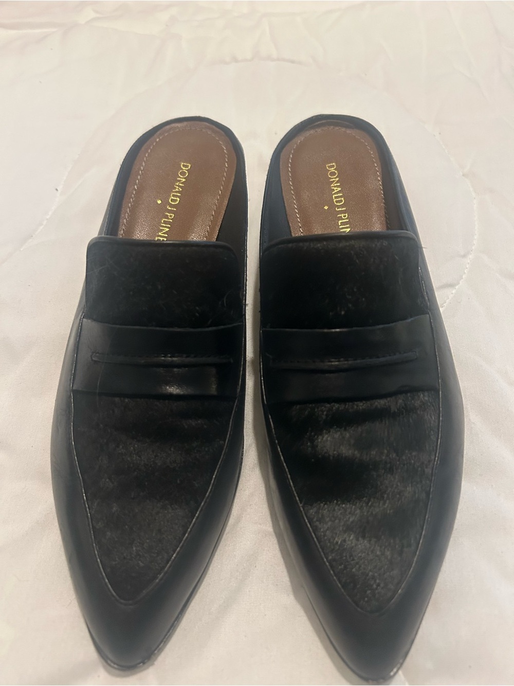 Donald J. Pliner Black Pointed Slip-On Loafers
